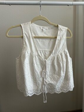 White Eyelet Tie-Front Camisole